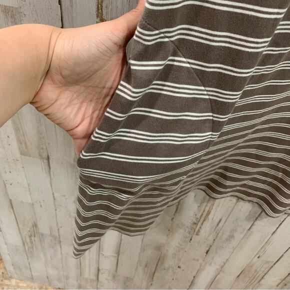 Garnett Hill Organic Cotton Brown Stripe Dress With Pockets - Picture 5 of 7